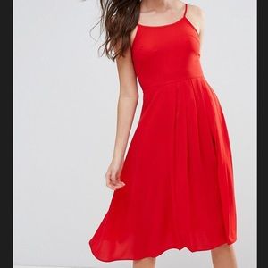 Boohoo Pleat Detail Midi Skater Dress